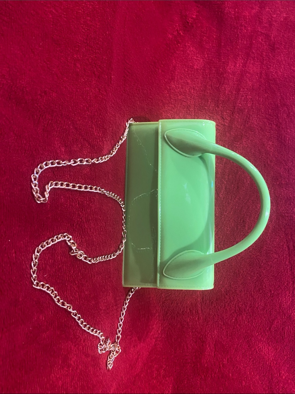 Glossy Mint Mini Tote with Chain Strap